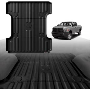 TripleAliners Truck Bed Mat Compatible with 2002-2018 Dodge RAM 1500 & 2002-2025 Ram 2500/3500 & Ram 1500 Classic 2019-2024 Accessories 6'4" Custom Fit All Weather Protection TPE Heavy Duty Bed Liners