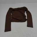 ANRABESS Womens One Off Shoulder Shirts Long Sleeve Going Out Crop Tops Ruched Tight Casual Blouse 2025 Trendy S, Brows