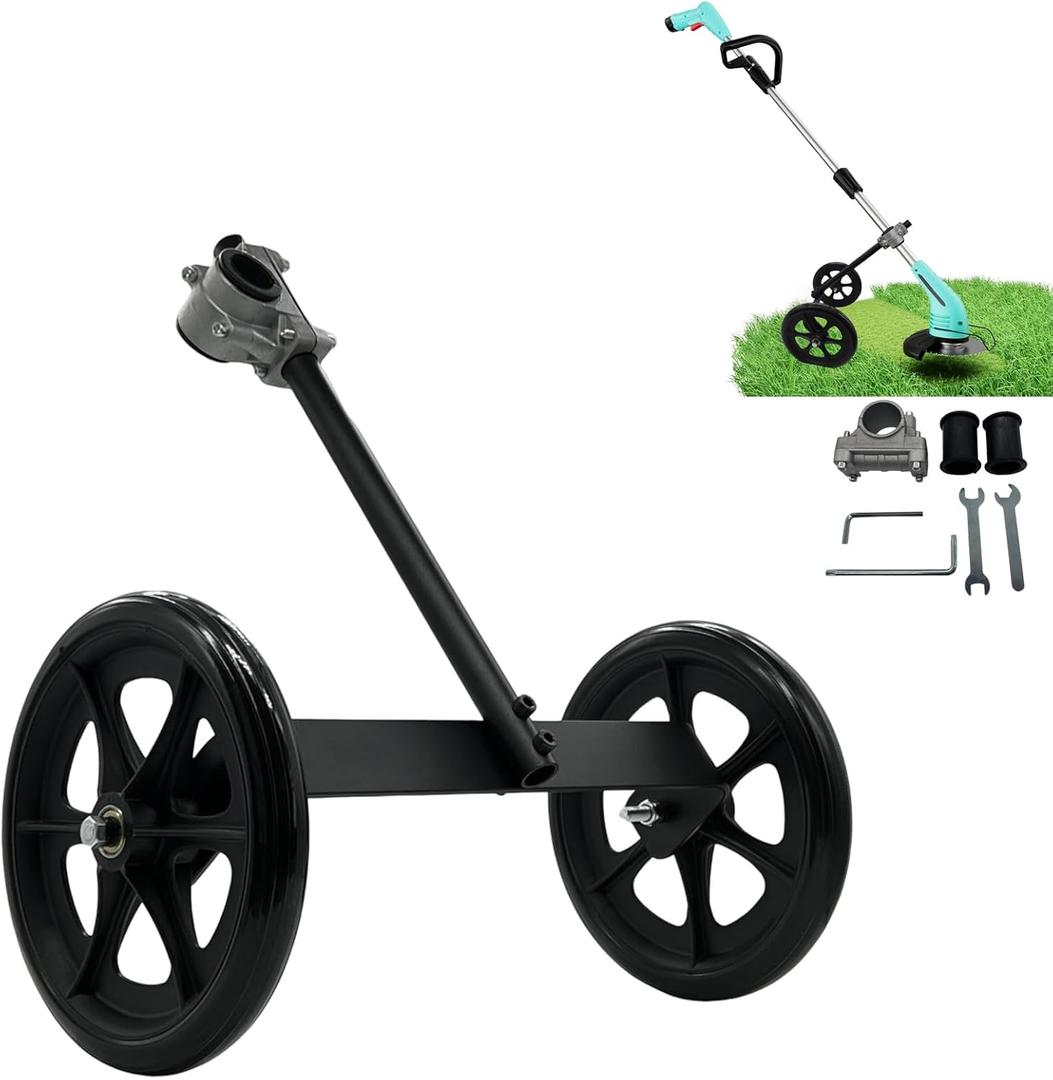 String Trimmer Wheel Attachment, 20" Adjustable Height String Trimmer Support Wheel w 0.98-1.34" Shaft Tube for Gas String Electric Brushcutter