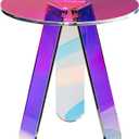 VEVOR Round Iridescent Side Table, Acrylic End Table, Clear Rainbow Acrylic Coffee Table for Drink, Food, Snack Used in Living Room, Bedroom, and Study