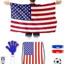Wildarms USA Soccer Fan Accessories Kit 6PCS with Wig, Scarf, Tattoos, Whistle & Wristband - Game Day & Watch Party Gear