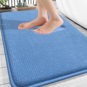 OLANLY Thick Memory Foam Bath Mat Rug 30x20, Extra Soft Absorbent Bathroom Rug, Quick Dry Bath Mat, Non-Slip, Machine Washable Carpet for Floor, Tub and Shower, Home Decor Accessories, Cornflower Blue