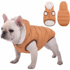 Windproof Waterproof Dog Coat Fleece & Cotton Lined Warm Jacket, Cold Weather Pet Apparel Clothes Vest for Small Medium Large Dog Khaki, XL