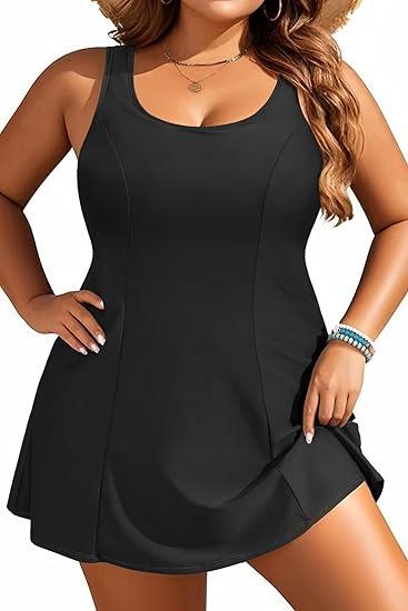 Leovqn Plus Size Swim Dress - One Piece Swimsuit for Women Tummy Control Bathing Suit Modest Skirted Swimwear 2025 XL