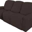 Easy-Going 8 Pieces Recliner Sofa Stretch Sofa Slipcover Sofa Cover Furniture Protector Couch Soft with Elastic Bottom Kids, Spandex Jacquard Fabric Small Checks Chocolate