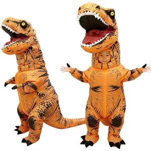 SecretCastle Brown Inflatable Dinosaur Costume Adult Dinosaur Suit Blow up T-rex Dino Costume For Halloween Cosplay Party (Children)