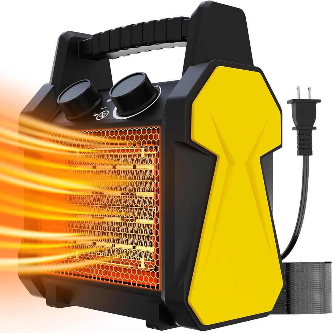 Outdoor Heater for Patio - 1500W Electric Greenhouse Heater, Portable Electric Space Heating with Overheat Protection, PTC Ceramic 3 Modes Patio Heating for Garage, Greenhouse, Outdoor Use (Yellow)