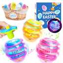 6 PCS Easter Eggs Toys Gifts for Kids, Light up & Singing Spinning Top with Flash, Easter Basket Stuffers, Plastic Easter Egg Hunt Party Favor Toy, Kids Goodie Bag Fillers, Gifts for 3+ Boys Girls