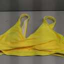 Women's Underwire Bikini Tops Push Up Criss Cross Swim Top Swimsuit Sexy V Neck Bathing Suit Top Only(Yellow,L)