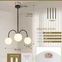 Ecoillumix Modern Black Chandelier, 3 Light Mid Century Sputnik Chandeliers, Dining Room Chandeliers with Milk Glass Globe Shade, Globe Chandelier for Dining Room, Living Room, Bedroom, Foyer,Kitchen