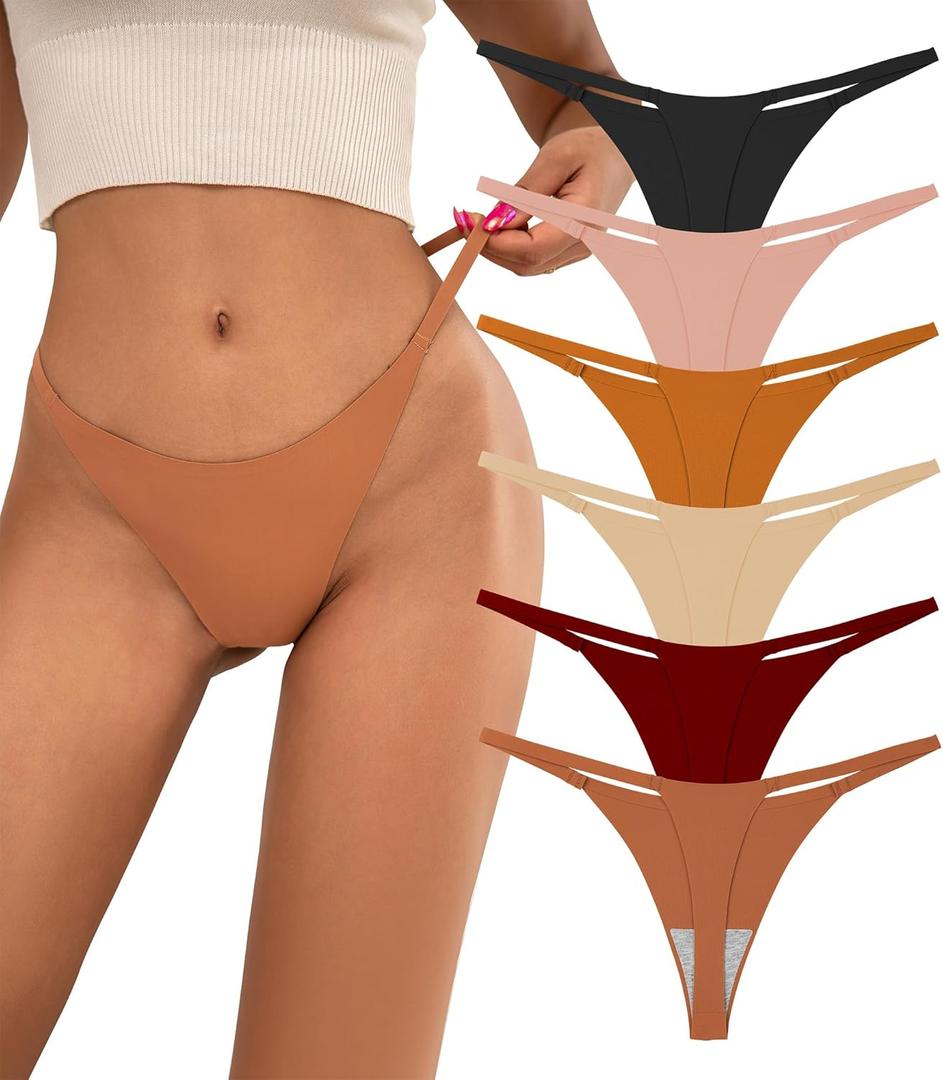 G-string Thongs for Women No Show Thong Seamless Stretch Underwear Low Rise Panties Pack