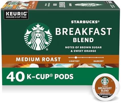 Starbucks K-Cup Coffee Pods, Medium Roast Hot or Iced Coffee, Breakfast Blend, 40 Keurig Pods Exp. 10 Apr 2026