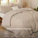 Bedsure Boho Tufted Khaki Comforter Set Queen Size, GentleSoft 3 Pieces Boho Farmhouse-Style Decor Bedding, Arch Bedding for All Seasons, 1 Bed Comforter, 2 Pillow Shams, 90x90 Inches