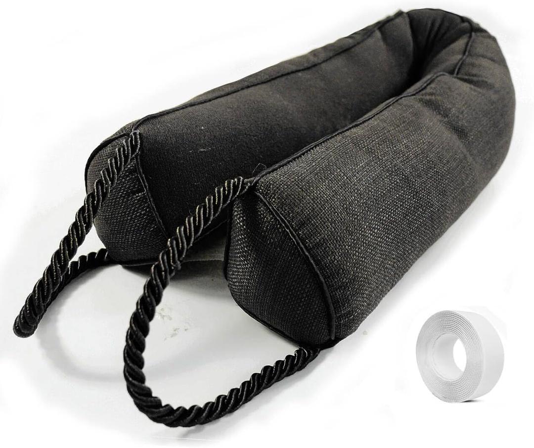 Under Door Draft Stopper-Weighted Door Draft Bottom Weather Stripping Noise Blocker for Doors and Windows (Black, 36 inch)