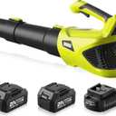Cordless Leaf Blower 21V Electric Leaf Blower Cordless Powerful 500 CFM with 2 X 4.0Ah Batteries and Charger, 5 Speed Modes, Lightweight Battery Powered Leaf Blowers for Lawn Care and Yard Clearance (Green)