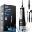 ZPN Water Dental Flosser Cordless for Teeth Cleaning，with 4 Modes Oral Irrigator, 5 Replaceable Jet Tips, Portable and Rechargeable IPX7 Waterproof Teeth Cleaner for Home and Travel (Black)