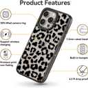 Compatible for iPhone 15 Pro Case Cute Aesthetic - Durable Shockproof 6.6 ft Drop Impact Phone Case Cover with Funny Fashion Big Black Leopard Print 6.1" Black