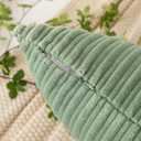 Kevin Textile 14x36 Inch Long Lumbar 1 Pack Spring Plush Striped Corduroy Throw Pillow Cover Velvet Accent Decorative Long Body Rectangle Cushion Case for Living Room Couch Sofa Bed, Sage Green