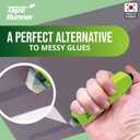 Double Sided Tape with Retractable Dispenser Roller - Permanent, Acid Free, Transparent - 2 Runners & 8 Refill Cartridges - Ideal Scrapbook Supplies & Scrapbooking Supplies Kit - 315 Inches Each