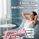 Portable Table Fan, Rechargeable Personal Fan with 48-Hour Battery, 3 Speeds, 120 Oscillation, USB-C Charging, Compact & Lightweight for Home, Office, Travel, and Outdoor Use (White)