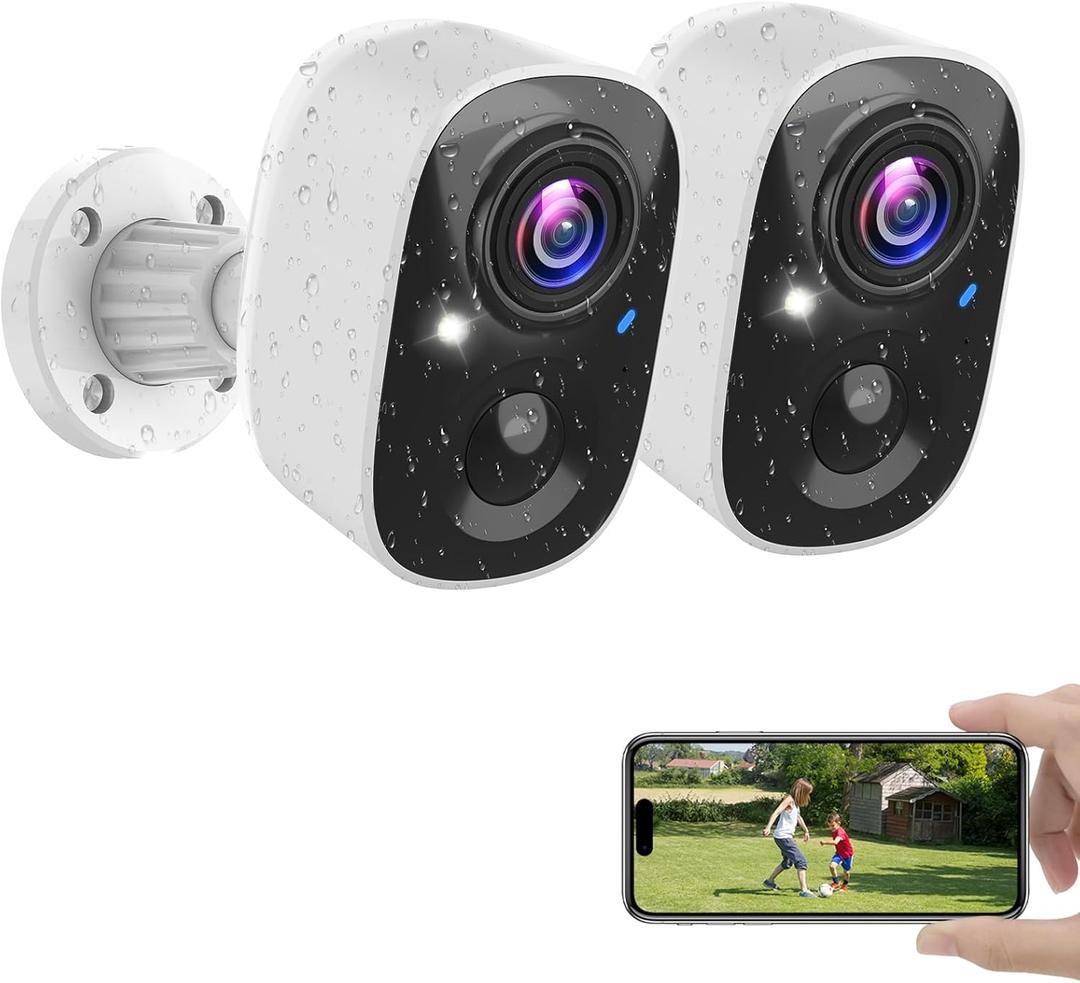 Vicohome Security Cameras Wireless Outdoor, 2K Battery Powered WiFi Cameras for Home Security with AI Motion Detection, Spotlight Color Night Vision, IP66 Weatherproof 2-Way Talk Siren Alarm, 2 Pack