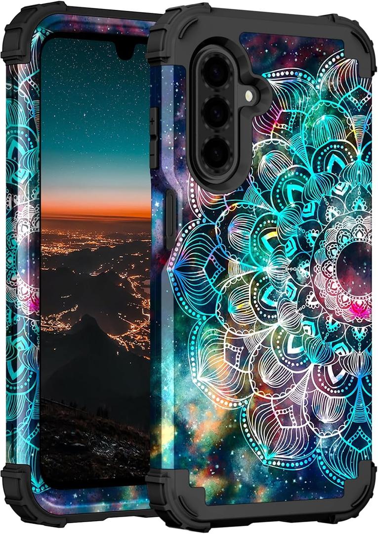 Hocase for Galaxy A26 5G Case, Heavy Duty Shockproof Protection Soft Silicone Rubber Bumper+Hard Plastic Hybrid Protective Case for Samsung Galaxy A26 5G (6.7" Display) 2025 - Mandala in Galaxy