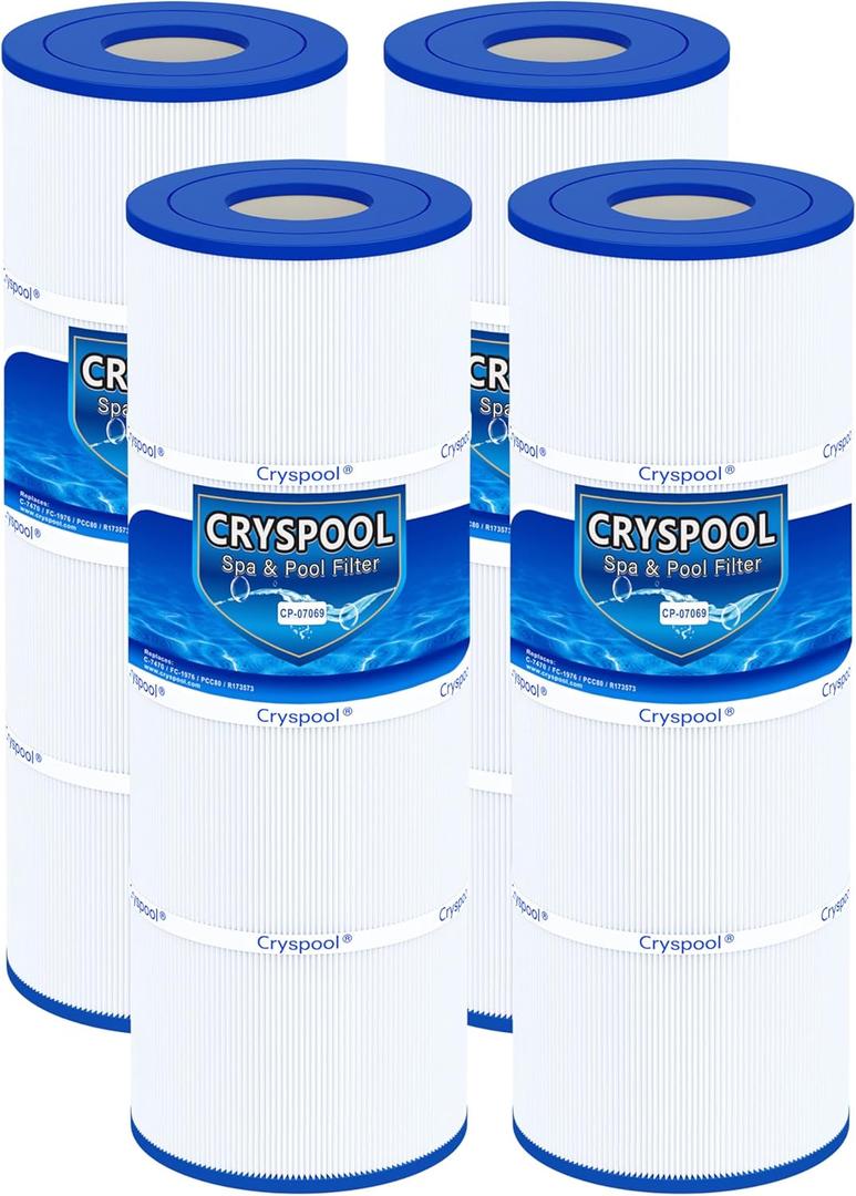 Cryspool 07069 Filter Compatible with Clean & Clear Plus 320, CCP320, PCC80-PAK4, R173573, 817-0081, C-7470, FC-1976, 480 Sq. Ft Pool Filter Cartridge, 4 Pack