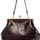 Kisslock Bag for Women Kiss Lock Purses and Handbags Leather Kisslock Shoulder Purse Trendy Tote Bag