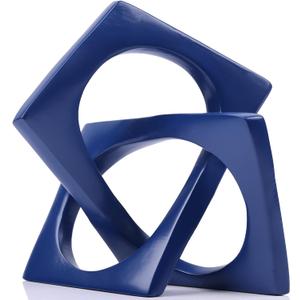 Modern Geometric Sculpture Navy Blue Knot Statue Decor, Home Blue Bookcase Centerpiece jax Decorative, Geometric Tabletop Sculpture and Figurines, For Navy Home Decor Accent, Cube Decorative Ornaments (Bule)