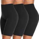 K-CHEONY Women's High Waisted Biker Anti Chafing Cotton Slip Boy Underwear Yoga Workout Shorts (X-Large, Black, 3 Pack)