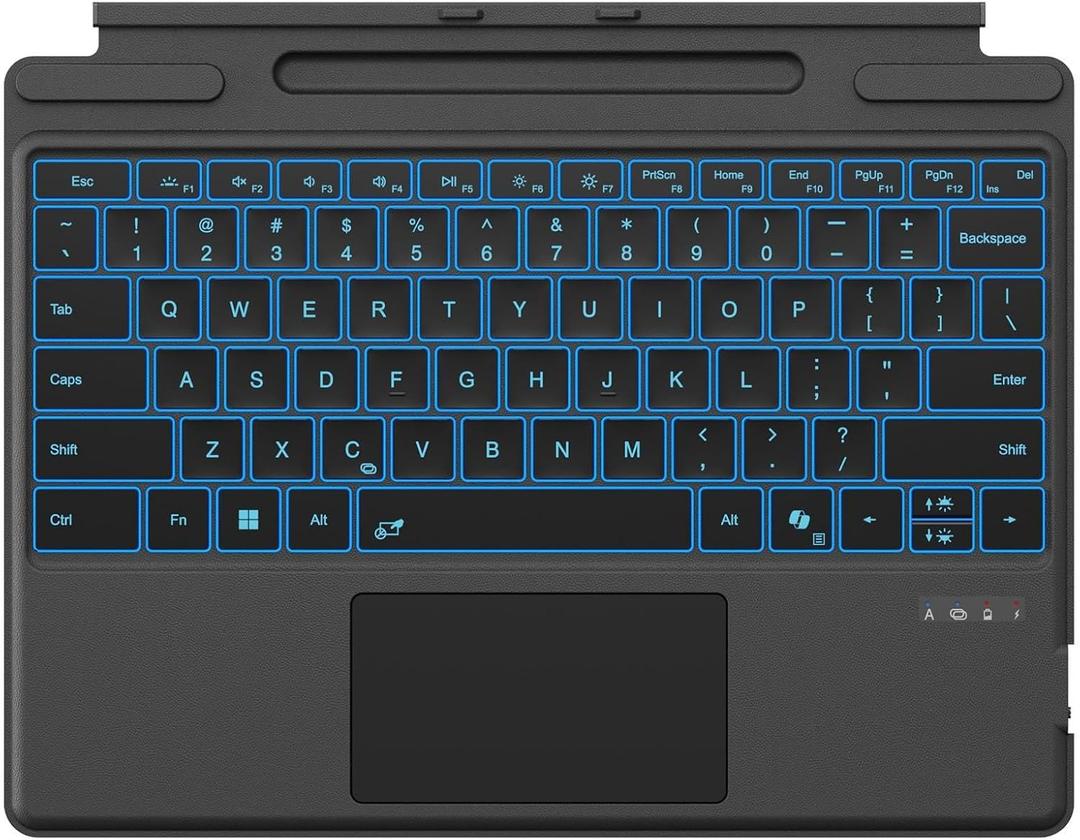 Surface Pro Keyboard for Microsoft Surface Pro 11/10/9/8/X 13", 7 Color Backlits, Detachable Bluetooth Wireless Keyboard with Pen Storage, Ultra-Slim Rechargeable Type Cover with Multi-Touch Trackpad