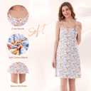 Nightgowns for Women, Women's Sleepwear Lightweight Cotton Nightdress, Crew Neck Sleepshirt Sleeveless Loose Fit (Blue, S)