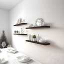 PHPH 24 Inch Wood Floating Shelves for Wall, Wooden Wall Shelves for Bedroom, Set of 6, Brown