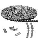 Tandefio #428 20 ft Roller Chain for Gate Openers Carbon Steel Operator Chain with 2 Connecting Links for Extension Replacement Electric Automatic Sliding Gate Opener Garage Hanger Door Karts Bike