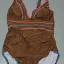 popvil One Piece Swimsuits for Women 2026 Tummy Control Neon Bathing Suit with Adjustable Strap (Small, Brown)