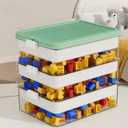 3-Tier Storage Box of Bricks for Lego, PP+ABS Stackable Organizer 14.17"9.84"12.01" with Lids, Green (XXXL)