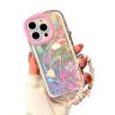 LZXXHM Compatible iPhone 15 Pro Max Cases, Cute Glitter Aesthetic Rainbow Cloud Pattern, with Trendy Braided Wrist Rope, Soft f and Durable TPU Material, Suitable for Women and Girls
