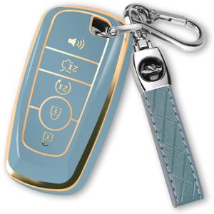 For Ford Key Fob Cover with Keychain, Soft TPU Key Case Shell Full Protection for Ford Explorer Fusion Escape Edge Expedition F150 F250 F350 F450 F550 Maverick Mustang(Blue)
