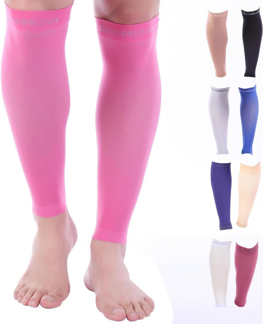 Doc Miller Compression Calf Sleeve for Men & Women, Premium Medical Grade, 15-20mmHg Graduated Support for Running, Calf Tear, Shin Splints, Knee High, Calf Sleeves, 1 Pair (XX-Large, Pink)