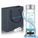 6000 PPB Hydrogen Water Bottle,3 Minutes Portable Hydrogen Water Generator, Alkaline & Glass Hydro Water Machine,Upgraded SPE/PEM,LED Display & Exhaust Hole, for Travel,Sports,Home,Office (Silver)