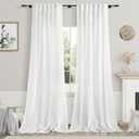 White Linen Sheer Curtains 102 Inches 2 Panels Set Back Tab Rod Pocket Extra Long Semi Sheer Light Filter Vintage Curtain Drapes Room Decor Aesthetic Curtains for Living Room High Window 42x102