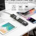 Surge Protector Power Strip 10FT, 10-in-1 with 6 AC Outlets 4 USB Ports(2 USB-C), Ultra Flat Plug Braided Extension Cord, Wall Mountable, 1080J Surge Protection, ETL Listed, Black