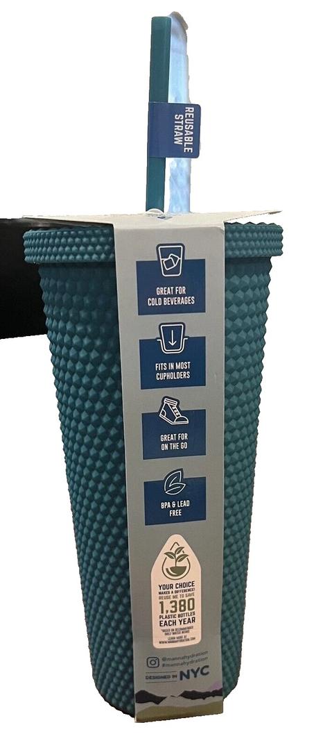 Manna Studded Tumbler 24 oz Teal Blue Reusable & Eco-Friendly