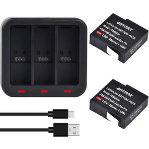 Batmax 2X Battery + Quick 3-Slots Charge Hub Charger with Type C Port for Insta360 Ace and Ace Pro Cameras