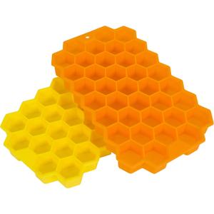 Evriholder Bee Chill Ice Trays, Silicone Ice Tray for Making Hexagonal Ice, Includes 2 Trays, Yellow and Orange