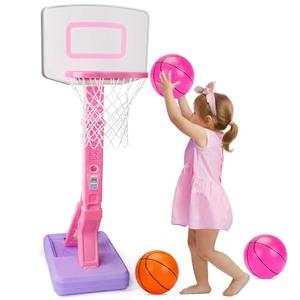 Toddler Pink Basketball Hoop for Age 1-3, Adjustable Kids Basketball Hoop with 3 Balls Indoor Outdoor Play Mini Poolside Basketball Goal Sport Toys Birthday Easter Gift for 1 2 3 4 Year Old Baby Girl