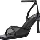 Mostrin Strappy Heels for Women Square Open Toe Lace Up Heeled Sandals Ankle Strap Sexy Stiletto High Heels for Party, Prom, Dating, Wedding, 8, Black_mesh #07
