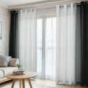 Ombre Sheer Curtains for Living Room Bedroom, Grommet Top Gradient Semi Sheer Light Filtering Home Decor Window Drapes, Set of 2 Panels, Black, 52x84 Inch