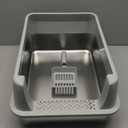 Aothey Stainless Steel Litter Box with Metal Lid and Scoop - Enclosed Metal Litter Box for Small Cats, Rust-Resistant, Odor-Control, Easy to Clean, Durable & Long-Lasting for Kitten (S), Kitten Size