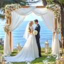 Wedding Arch Draping Fabric 28" x19FT, Sheer Chiffon Fabric Backdrop, 2 Panels White Drapes for Wedding Ceremony Decor, Decorative Arch Drapery for Birthday Party Ceiling Curtain Backdrop, 28" width x 19Ft length2 Panels